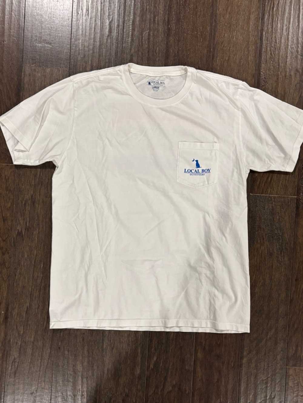 Local Boy White Pocket Tee with Blue Logo - Short Sleeve